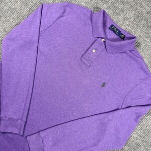 Polo Ralph Lauren Mens Large Purple Heather Long Sleeve Cotton Polo Shirt L